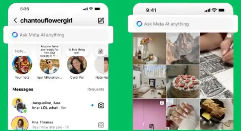 Mengaktifkan Meta AI di WhatsApp melalui kolom pencarian